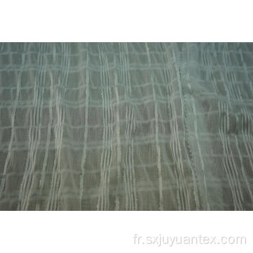 Tissu en mousseline de soie en polyester froissé argenté à rayures lurex